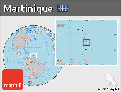 Flag Location Map of Martinique, gray outside