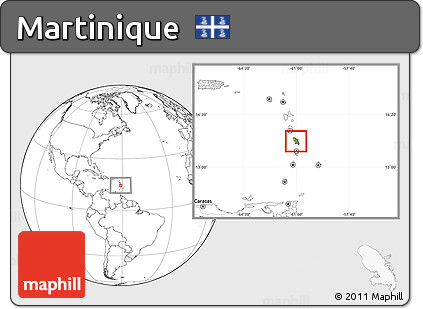 Physical Location Map of Martinique, blank outside