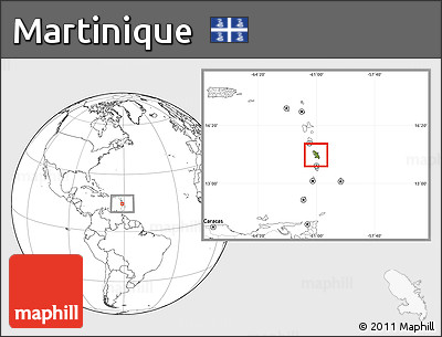 Physical Location Map of Martinique, blank outside