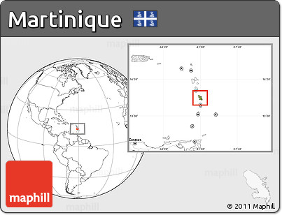 Physical Location Map of Martinique, blank outside