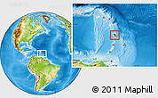 Physical Location Map of Martinique, highlighted continent