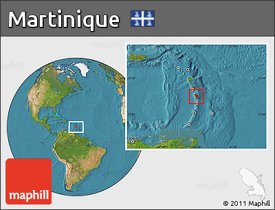 Satellite Location Map of Martinique
