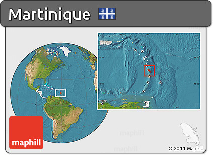 Satellite Location Map of Martinique, highlighted continent