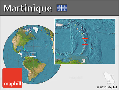 Satellite Location Map of Martinique, highlighted continent