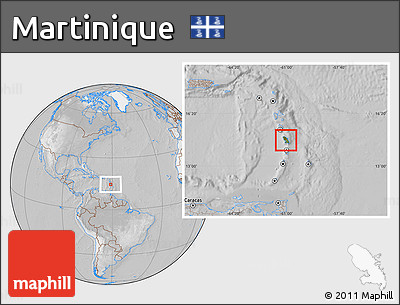 Satellite Location Map of Martinique, lighten, desaturated