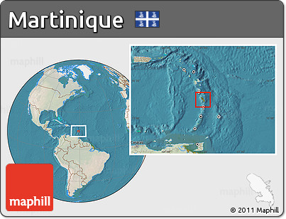 Satellite Location Map of Martinique, lighten, land only