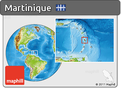 Satellite Location Map of Martinique, physical outside