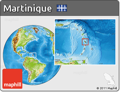 Satellite Location Map of Martinique, physical outside