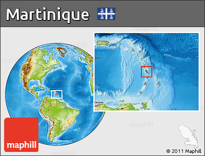 Satellite Location Map of Martinique, physical outside