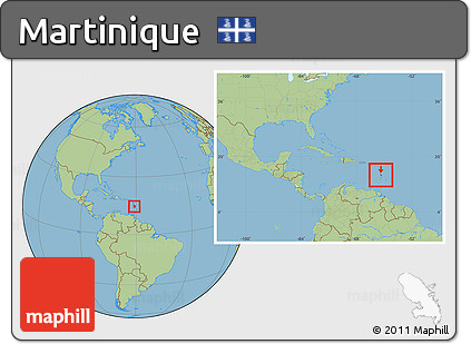 Savanna Style Location Map of Martinique, within the entire continent