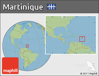 Savanna Style Location Map of Martinique, within the entire continent