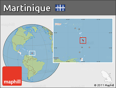 Savanna Style Location Map of Martinique, highlighted continent