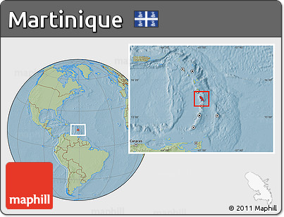 Savanna Style Location Map of Martinique, hill shading