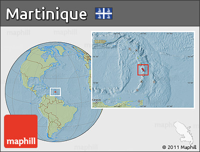 Savanna Style Location Map of Martinique, hill shading