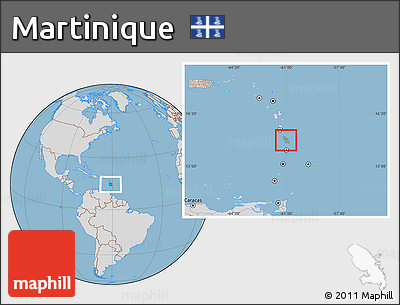 Savanna Style Location Map of Martinique, lighten, desaturated, land only