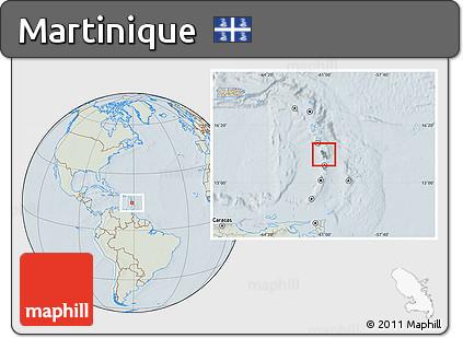 Savanna Style Location Map of Martinique, lighten, hill shading