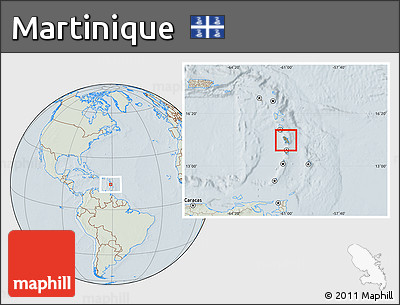 Savanna Style Location Map of Martinique, lighten, hill shading