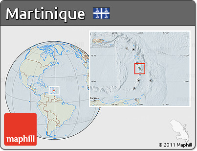 Savanna Style Location Map of Martinique, lighten, hill shading