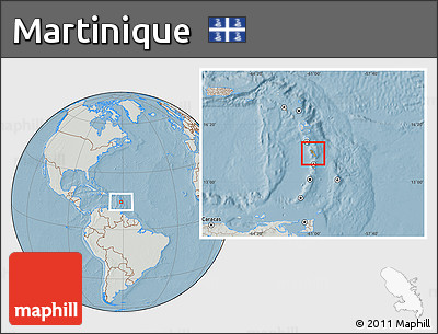Savanna Style Location Map of Martinique, lighten, semi-desaturated, land only, hill shading