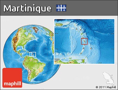 Savanna Style Location Map of Martinique, physical outside