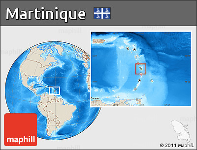 Savanna Style Location Map of Martinique, shaded relief outside