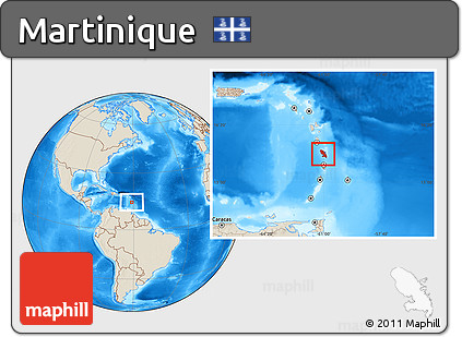 Shaded Relief Location Map of Martinique
