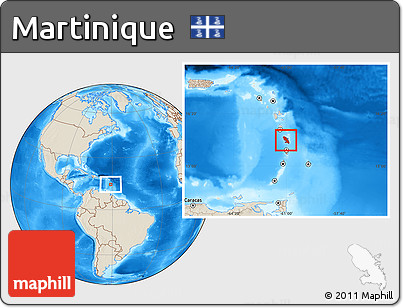 Shaded Relief Location Map of Martinique