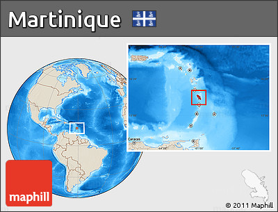 Shaded Relief Location Map of Martinique