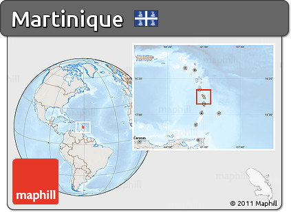 Shaded Relief Location Map of Martinique, lighten