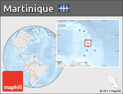 Shaded Relief Location Map of Martinique, lighten