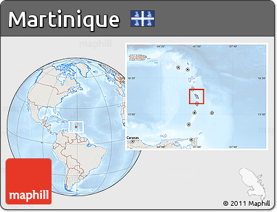 Shaded Relief Location Map of Martinique, lighten