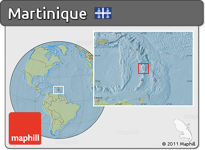 Shaded Relief Location Map of Martinique, savanna style outside, hill shading
