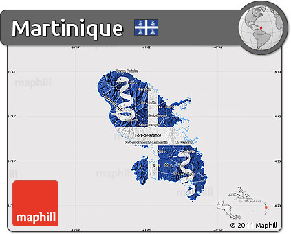 Flag Map of Martinique