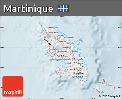Gray Map of Martinique