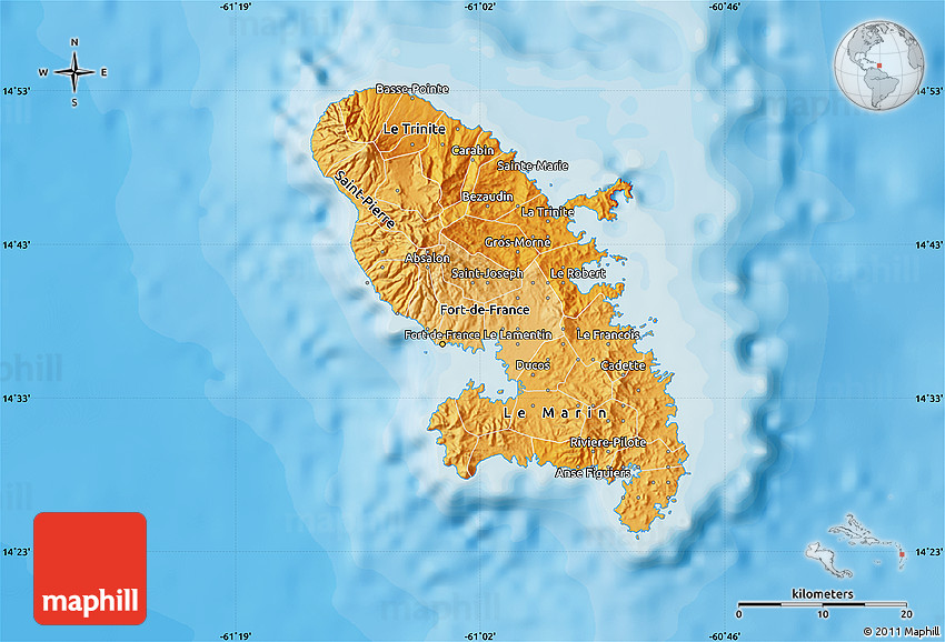 Political Shades Map of Martinique