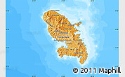 Political Shades Map of Martinique, single color outside, bathymetry sea