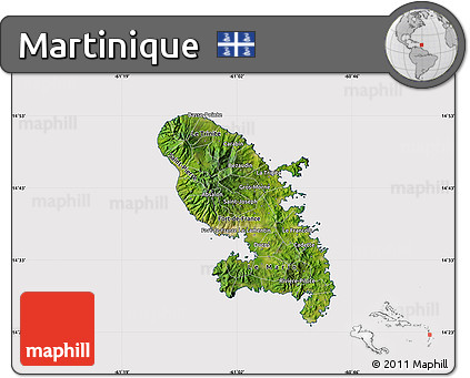 Satellite Map of Martinique, cropped outside