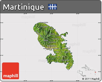 Satellite Map of Martinique, cropped outside