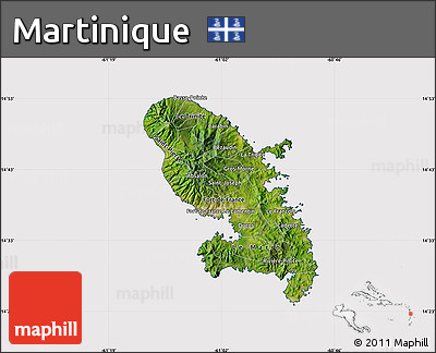 Satellite Map of Martinique, cropped outside