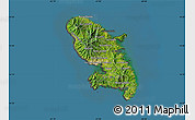 Satellite Map of Martinique, darken, desaturated, land only