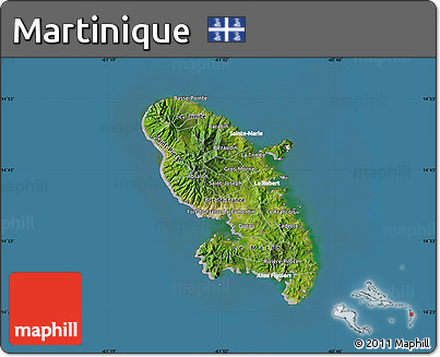 Satellite Map of Martinique, lighten, desaturated, land only