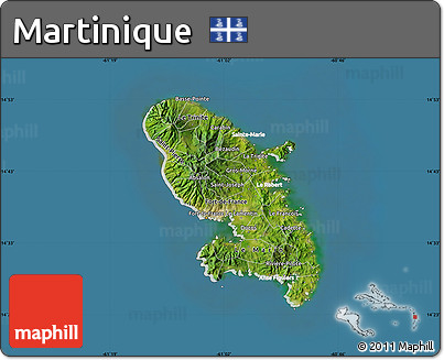 Satellite Map of Martinique, lighten, land only