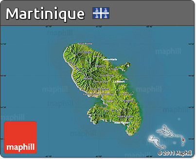 Satellite Map of Martinique, lighten, semi-desaturated, land only