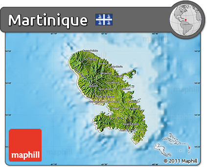 Satellite Map of Martinique, shaded relief outside