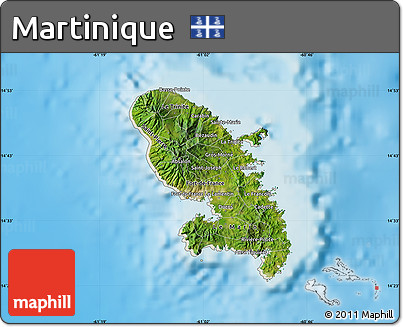 Satellite Map of Martinique, shaded relief outside