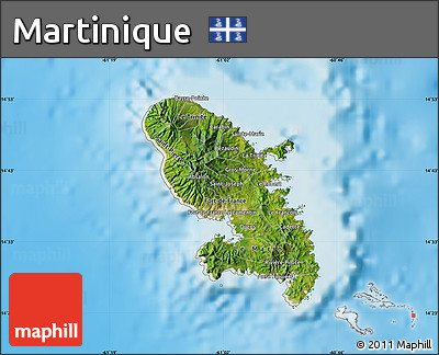 Satellite Map of Martinique, shaded relief outside