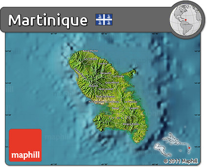 Satellite Map of Martinique, single color outside