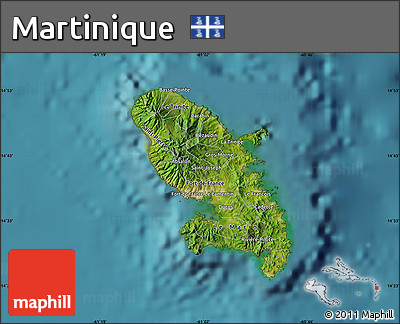 Satellite Map of Martinique, single color outside