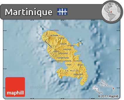 Savanna Style Map of Martinique, single color outside