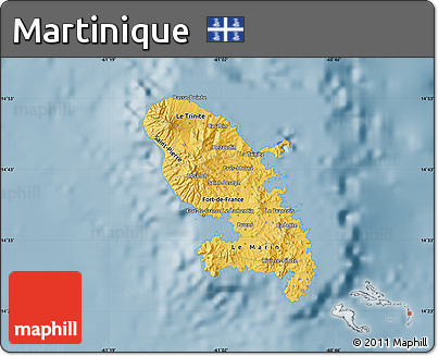 Savanna Style Map of Martinique, single color outside